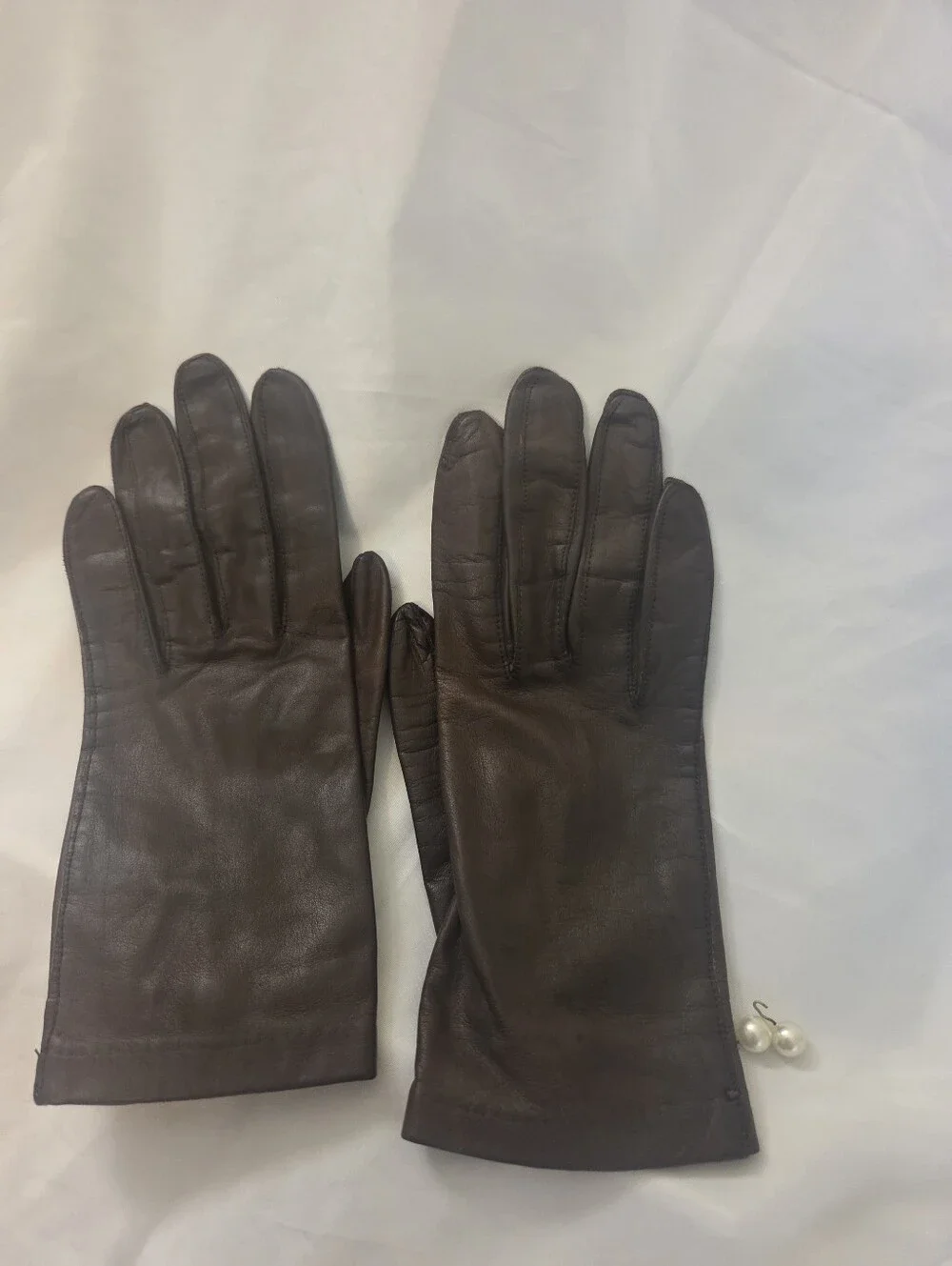 Vintage Womens Brown Leather Gloves 6.5